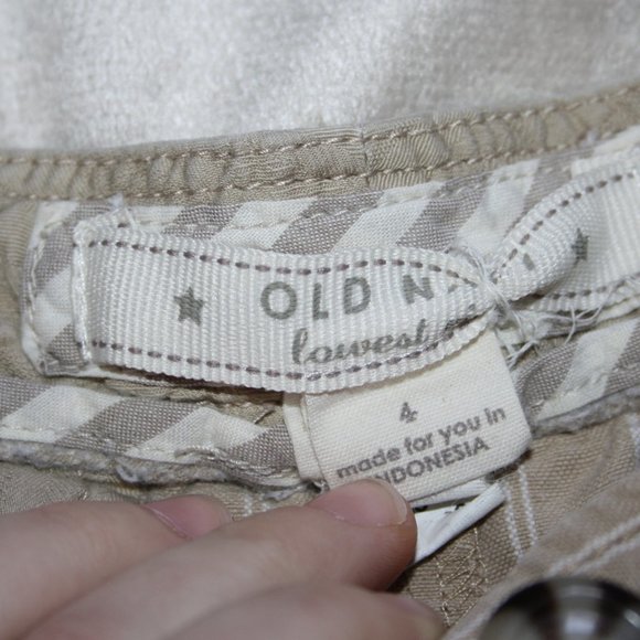 ☀️ Old Navy Khaki Pinstripe Shorts – Size 4 Linen-Cotton Blend · Classic Fit · - Picture 4 of 5